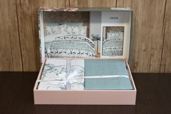Постільна білизна First Choice Ranforce 200 х 220 см Deer Dark Green | Зображення 1