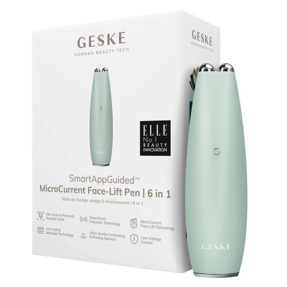Микротоковая ручка для подтяжки кожи лица GESKE MicroCurrent Face-Lift Pen 6в1 white, Зеленый