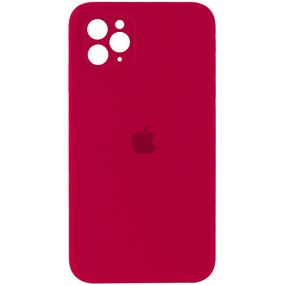 Чехол Silicone Case Square Full Camera Protective (AA) для Apple iPhone 11 Pro (5.8") Червоний/Rose Red