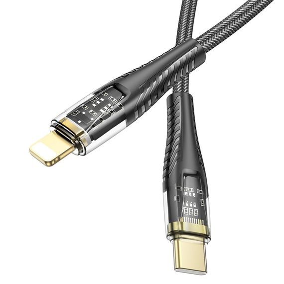 Кабель Hoco U121 з індикатором Type-C to Lightning PD 27W 1.2m black | Зображення 2