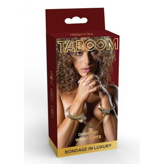 Наручники золоті Taboom Bondage in Luxury Diamond Wrist Cuffs прикрашені камінням sexstyle | Зображення 5
