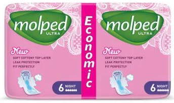 Гігієнічні прокладки Molped Ultra Night 6 крапель 12 шт