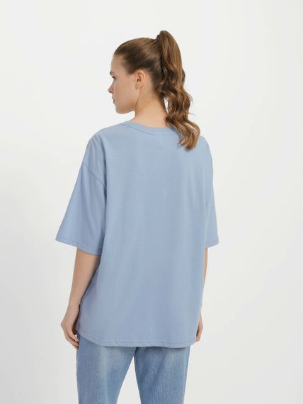 Футболка жіноча оверсайз сіро-блакитна, 2XL | Зображення 1