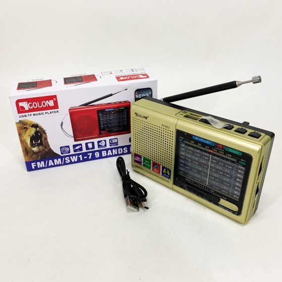 Портативна стовпчик радіо MP3 USB Golon RX-6622. Колір: золотий