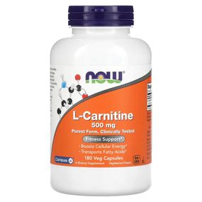 L-карнітин NOW L-Carnitine, 500 mg, 180 Veg Capsules