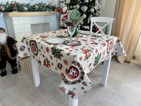 Скатертина гобеленова FIOCCO Limaso, 137х137, Квадратна, Новорічний, Без люрексу, 45% поліестер, 55% бавовна, Гобелен | Зображення 8