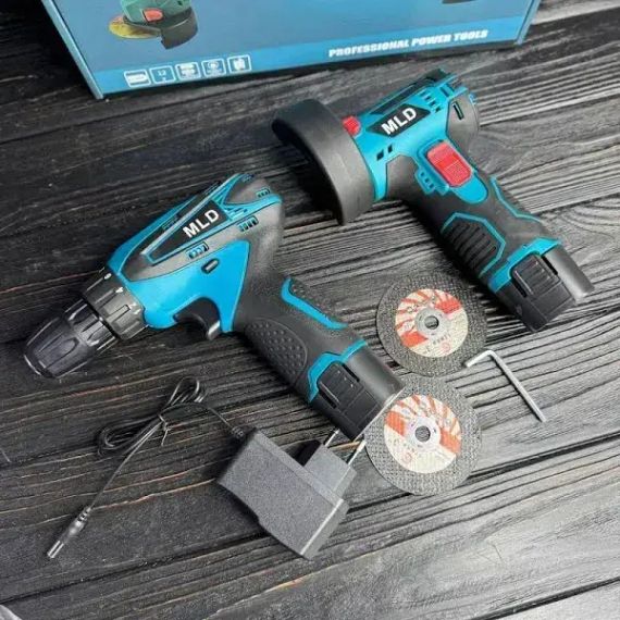 Набір  електро інструменту 2в1/ Шуруповерт+Болгарка міні 2 акб 12V AT-AG7501-2 | Зображення 1