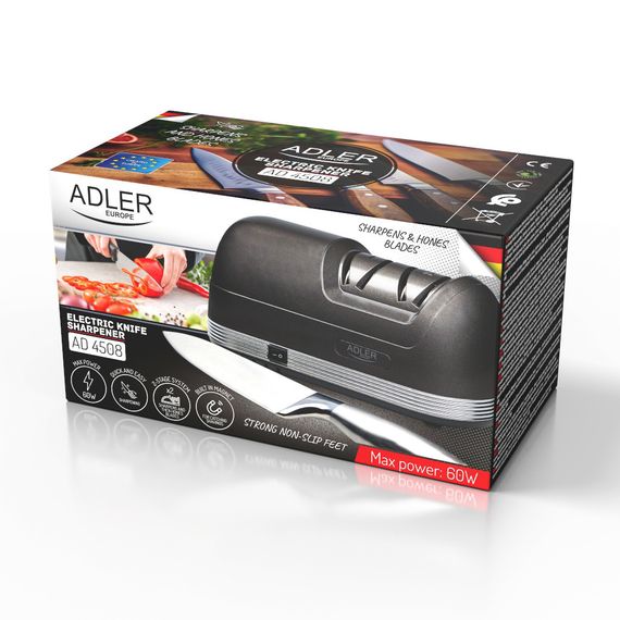Точилка для ножів електрична Adler AD 4508, 2-етапна, 60 Вт, з напрямними, кухонна | Зображення 9