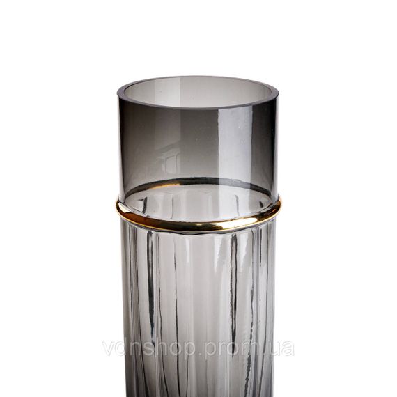 Ваза для квітів зі скла, декоративна, сіра, 30 см HP-1705 | Зображення 1