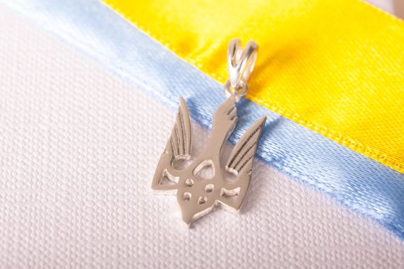 Подвеска герб Украины  из родированого серебра | Зображення 1
