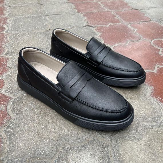 Шкіряні чоловічі лофери на масивній підошві 46 розмір | Зображення 1