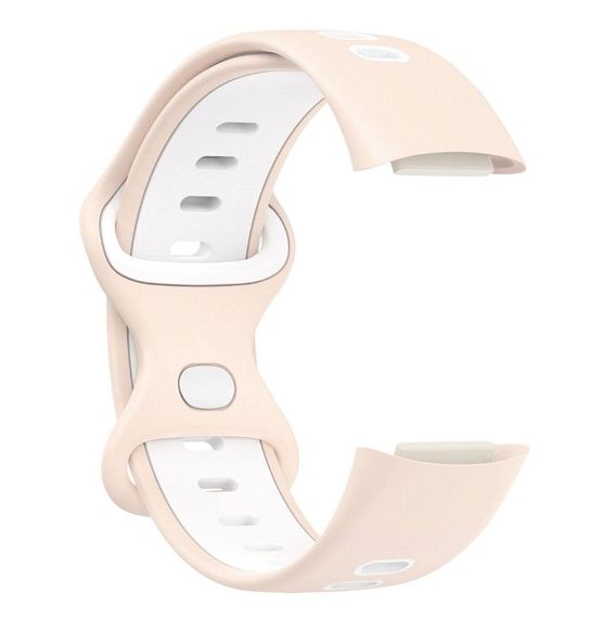 Силіконовий ремінець Primolux Sport для фітнес браслета Fitbit Charge 5 / Charge 6 - Pink&White / розмір М | Зображення 1