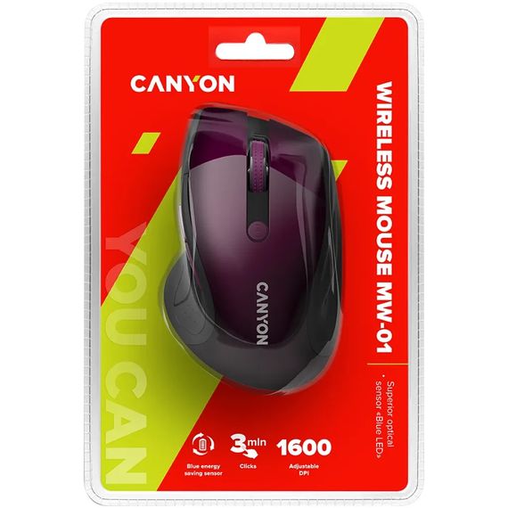 Мышь компьютерная безпроводная Canyon CNS-CMSW01P Purple фиолетовая | Зображення 3