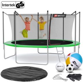Батут Hop-Sport 14ft (427см) зелений із внутрішньою сіткою