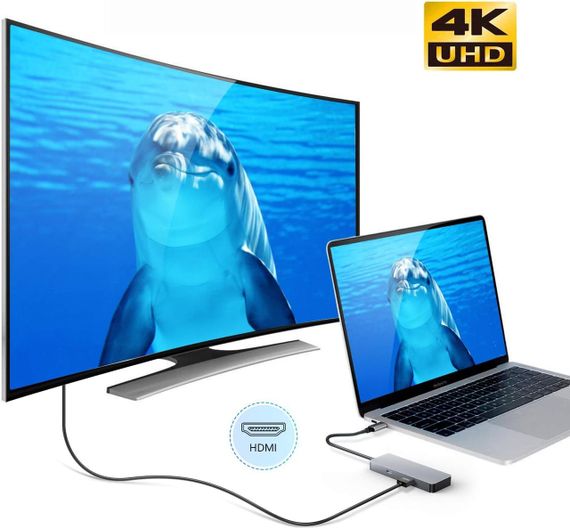 Хаб USB-C 4в1, концентратор з HDMI 4K, USB 3.0, кардрідером SD/TF, OTG, адаптер док-станція для MacBook, Samsung DeX, Huawei | Зображення 2