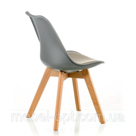Стілець Sedia grey DSM Eames Style, сіре пластике сидіння з м'якою подушкою та букові ніжки | Зображення 7