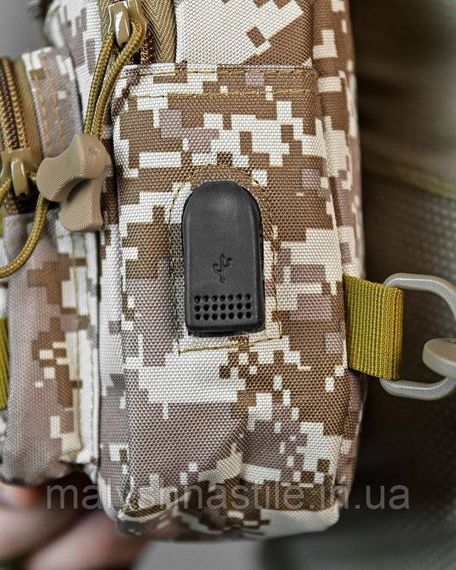 Армійська нагрудна сумка рюкзак з USB портом Захисник Sahara ДЛ7537 | Зображення 4