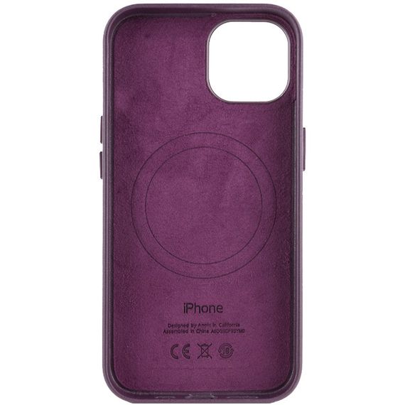 Шкіряний чохол Leather Case (AA Plus) with MagSafe для Apple iPhone 14 (6.1") Dark Cherry | Зображення 1