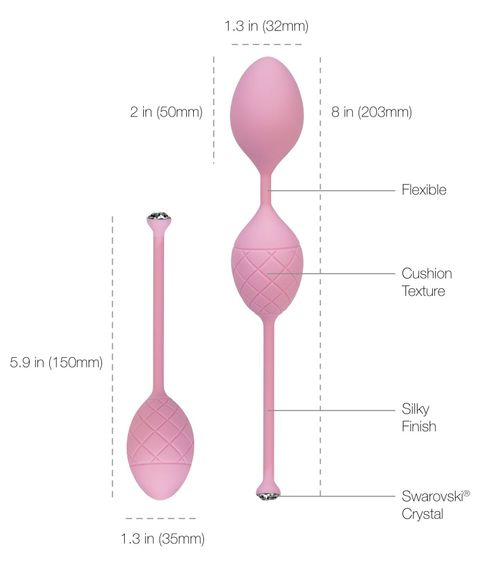 Розкішні вагінальні кульки PILLOW TALK - Frisky Pink з кристалом, діаметр 3,2 см, вага 49-75гр | Зображення 7