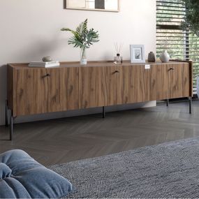 Тумба під телевізор на 3 шухляди LION Wood з чорними ніжками 160х65х40 см Дуб Ліворно (LION-043099)