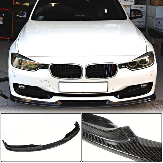 Накладка на передній бампер Lip (для F30 Base 2012-2015, Карбон) для BMW 3 серія F-30/31/34 рр