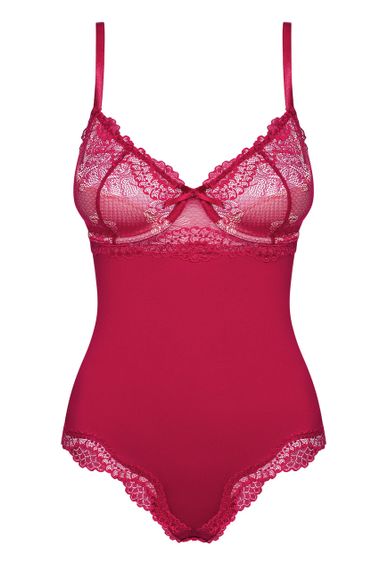 Сексуальне боді з мереживними вставками Obsessive Rosalyne червоне, L/XL sexstyle | Зображення 2