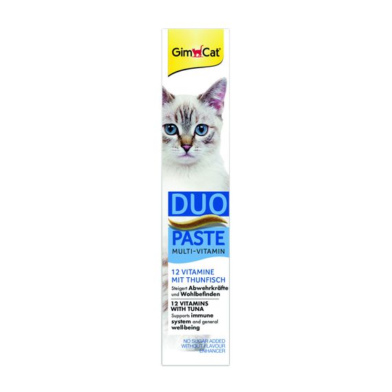 Паста GimCat DUO PASTE Multi-vitamin 12 vitamins with tuna для котів усіх порід 12 вітамінів та тунець 50г | Зображення 2