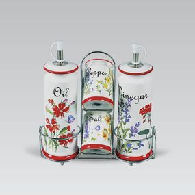 Набір для спецій Maestro MR-20008-04S Flora 4 керамічні ємності з підставкою