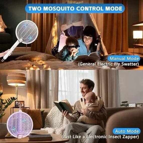 Электрическая мухобойка Buzzeap, складная электрическая мухобойка 3 в 1, электрическая мухобойка | Зображення 5