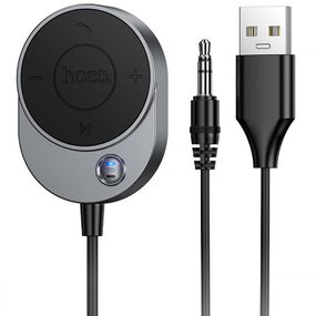 Bluetooth аудіо ресивер Hoco E150 Path (AUX 3.5mm+USB-A) Metal gray