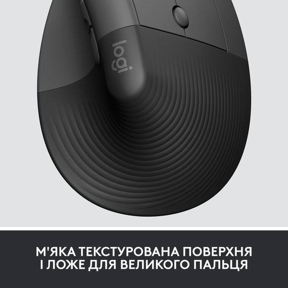 Мишка Logitech Lift Vertical Ergonomic Wireless/Bluetooth for Business Graphite (910-006494) | Зображення 2