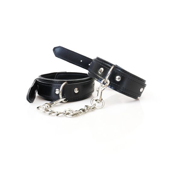 Набор BDSM Art of Sex - Emoji, наручники и поножи, экокожа, черный | Зображення 1