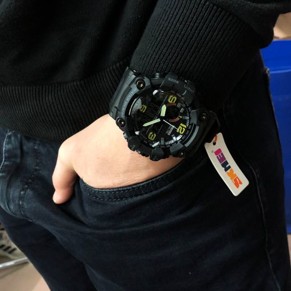 Мужские водостойкие кварцевые часы SKMEI 1520BK, Военные часы с батарейкой Армейские милитари XC-55 | Зображення 5