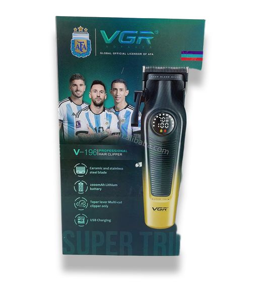 Акумуляторна машинка для стрижки VGRV-196, 8 насадок, 7000 RPM, 2000 mAh, LED-дисплей, XPRO (46071-VGRV-196 GREEN_554)