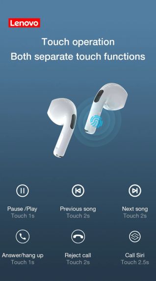 Бездротові навушники Lenovo Original HT38 Bluetooth 5.0 TWS Earphone | Зображення 5