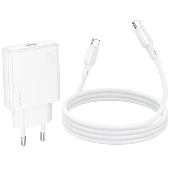 МЗП Borofone BN23 Wish PD20W (1USB-C) + кабель Type-C to Type-C White | Зображення 5