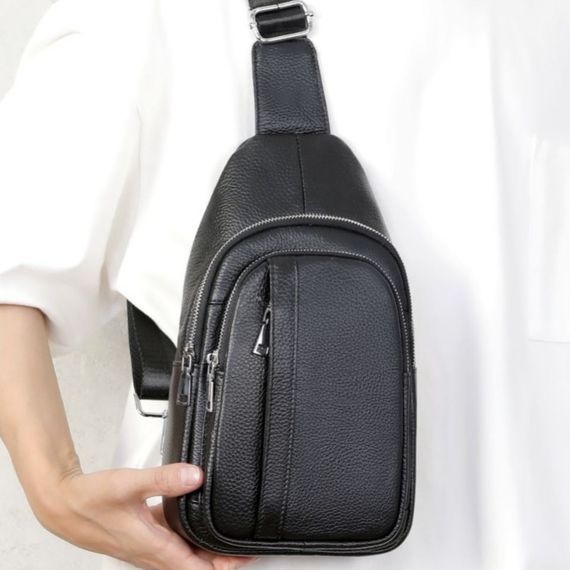 Мужская кожаная сумка-слинг на одно плечо TIDING BAG 83228