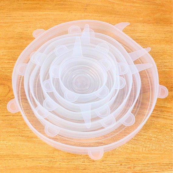 Набор силиконовых крышек 6 шт, Silicon Cap, цвет Рандом / Универсальные многоразовые крышки для посуды / | Зображення 7
