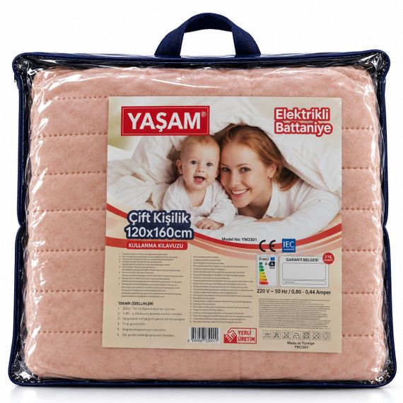 Флісове електропростирадло YASAM 120х160 см 2 режими Простирадло з підігрівом від мережі Туреччина Персиковий | Зображення 1