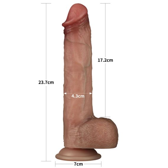 Член з ефектом шкіри, що рухається - LoveToy Sliding Skin Pro Dual Layer Silicone Dong 9" Flesh | Зображення 8