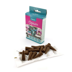 Ароматичні конуси  Опіум + металева підставка 15 шт. в уп. Tulasi 8901031015723