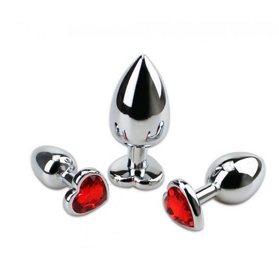 Набір сталевих анальних пробок сердечка - Чорний - 3 шт. (S/M/L) - Анальні іграшки | Зображення 3