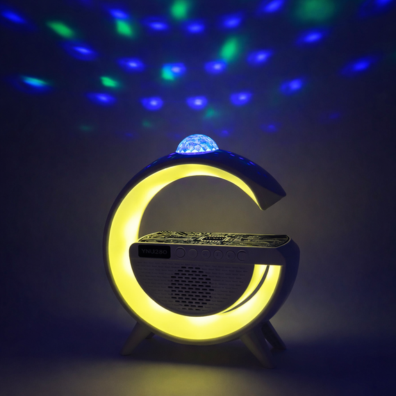 Лампа-нічник із бездротовою зарядкою, Bluetooth-колонкою і RGB LED-підсвіткою 15 Вт + дискокуля, YN-2366 | Зображення 3