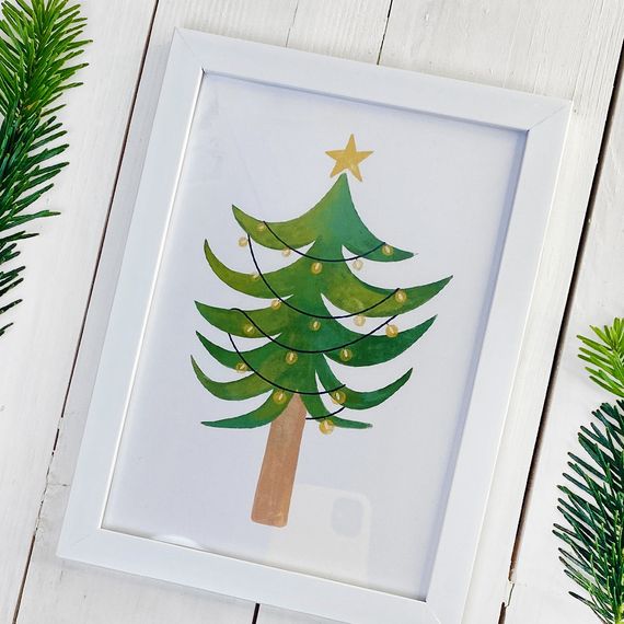 Постер в рамці Елка с гирляндой 21x30 см (A4)