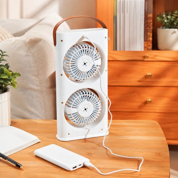 Настільний вентилятор Double-ended Spray Fan 1200 мАг / Акумуляторний портативний вентилятор з пультом та LED-підсвічуванням | Зображення 2