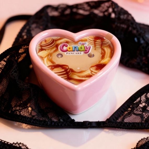 Масажна свічка з ароматом панкейка Candy Pancake у формі серця, 70 мл Sex Aura | Зображення 1