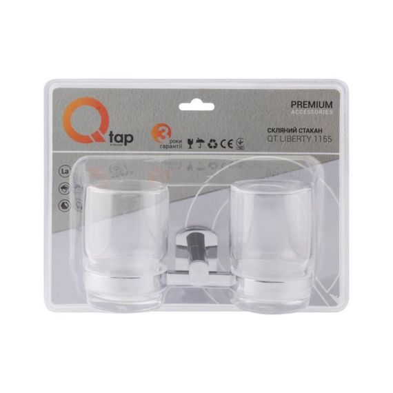 Стакан с держателем Qtap Liberty настенный двойной QTLIBCRM1155 Chrome | Зображення 4