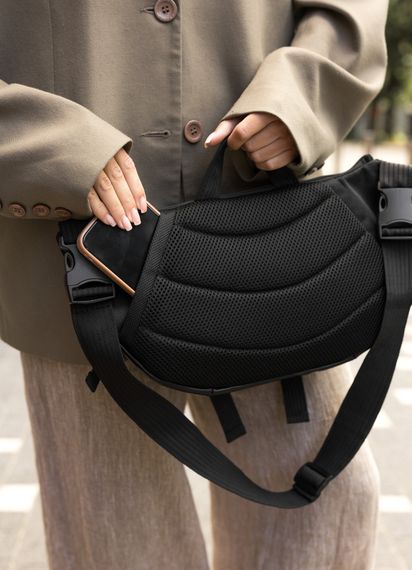 Большая женская поясная сумка бананка Sambag DynamicDart черная 38×21×7 см (80411701) | Зображення 3