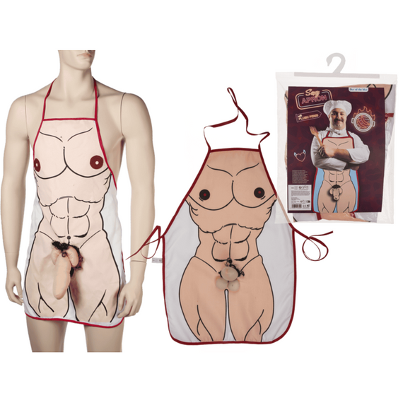 Кухонний фартух з плюшевим пенісом Sexy Apron Male Body With Plush Penis Sex Aura