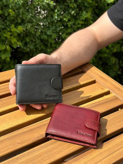 Мужской кошелек бумажник натуральная кожа черный, коричневый HORTON 208 | Зображення 1